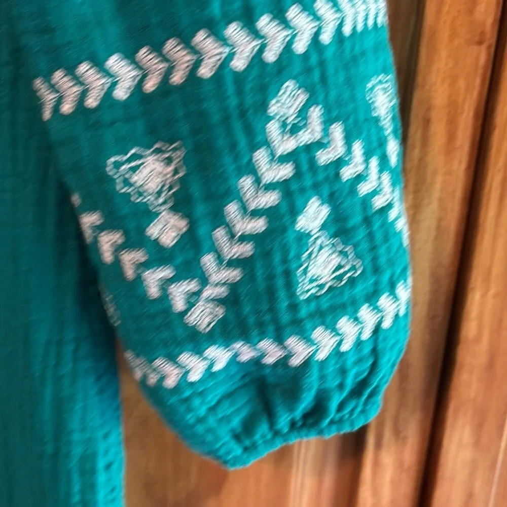 Soft Surroundings Teal and White Midi Dress - Picture 5 of 13
